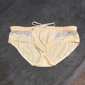 Andrew Christian Cream Swim Briefs with Mesh Detail